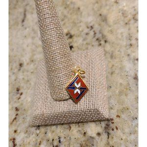 Red White Blue Diamond Charm Pendant Arrows X? Military?